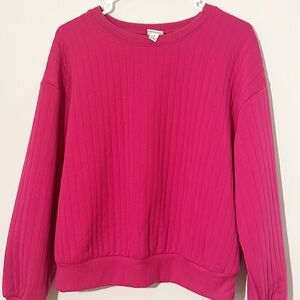 A New Day Pink Long Sleeve Ribbed pullover sweatshirt women size Medium